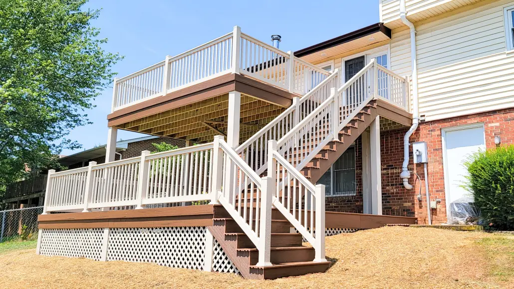 Exterior two-level deck renovation in Harrisonburg, VA.