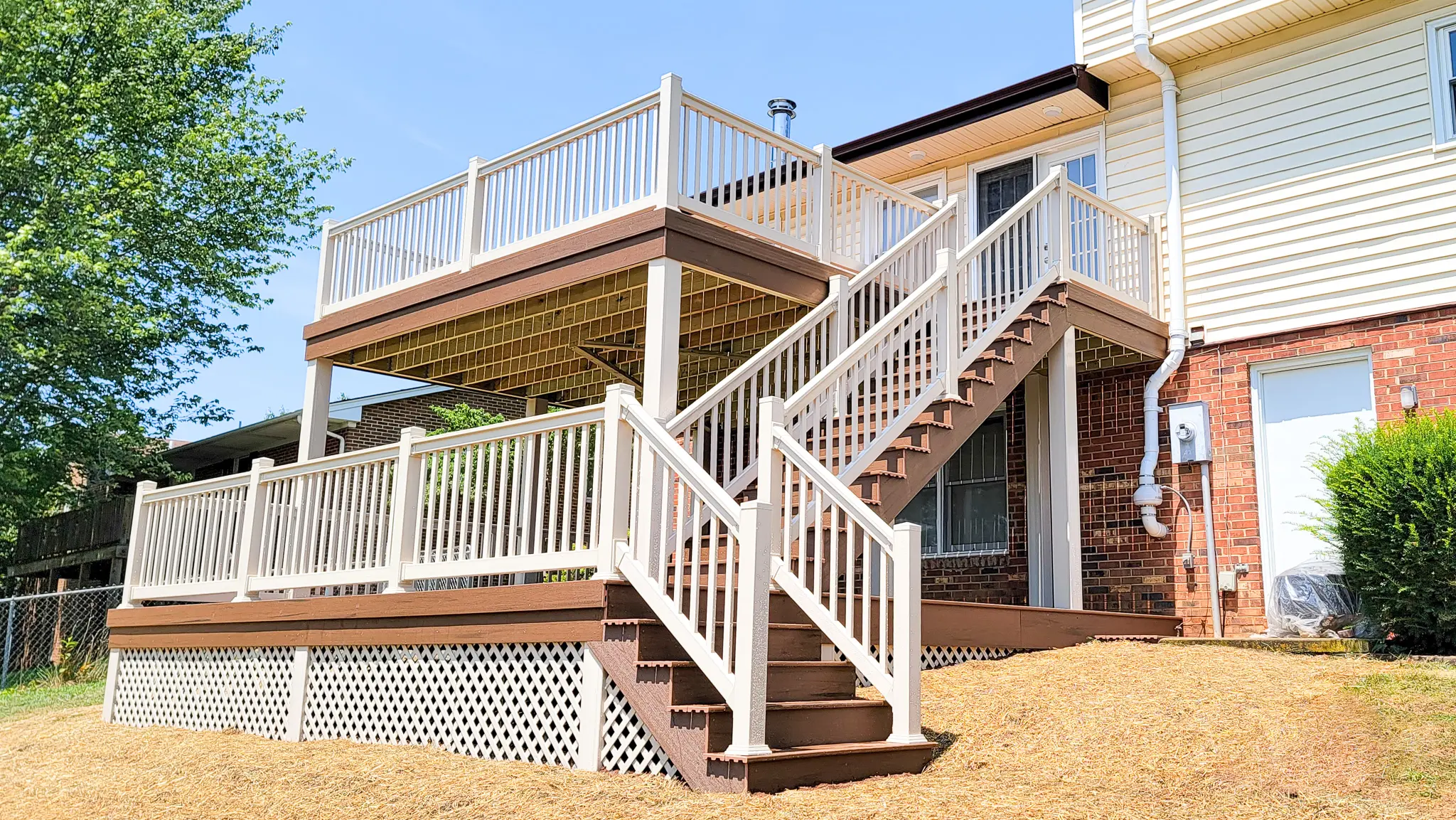 Exterior two-level deck renovation in Harrisonburg, VA.