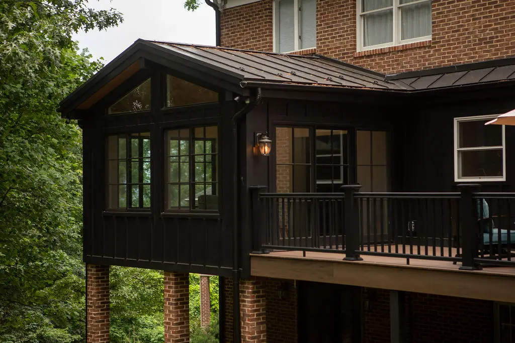 Exterior of a sunroom in Harrisonburg, Virginia.