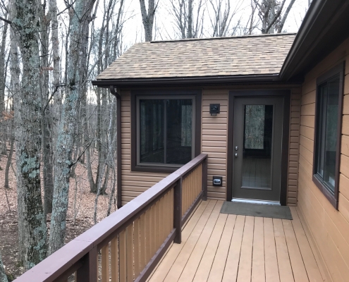 brown deck ;eating to door to new sunroom