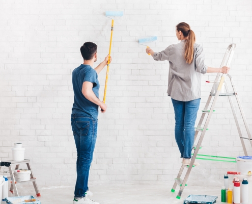 Couple doing home improvement project