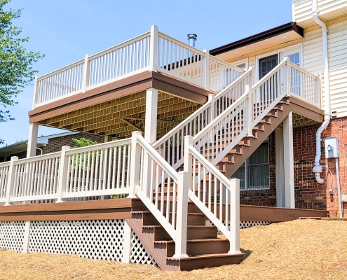 Exterior two-level deck renovation in Harrisonburg, VA.