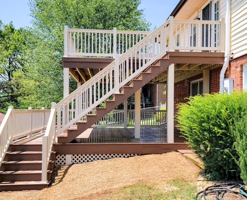 Exterior two-level deck renovation in Harrisonburg, VA.