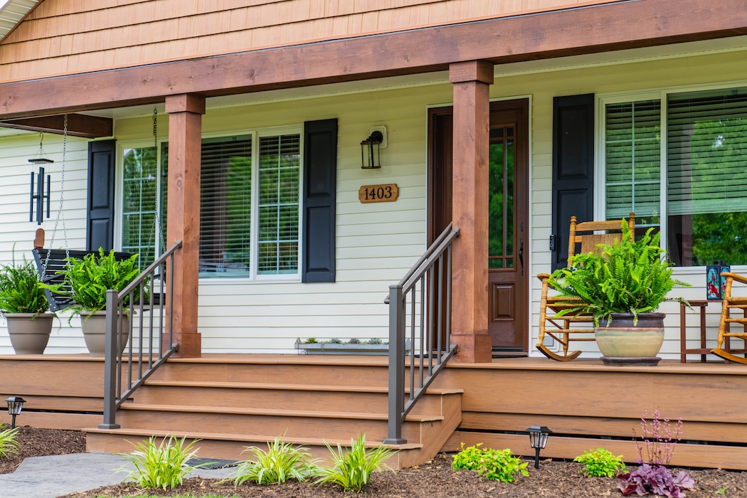 Side view of a Grottoes home front porch.