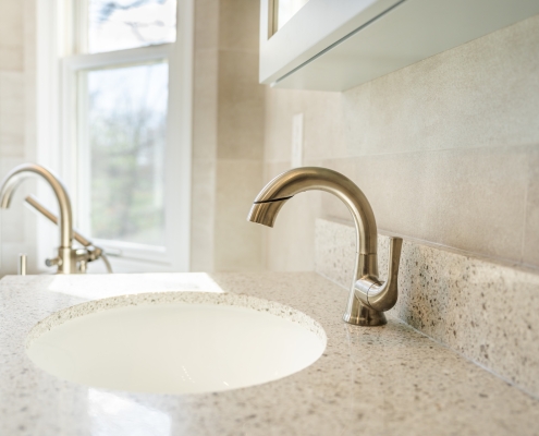 Fixture details in a Harrisonburg bathroom renovation.