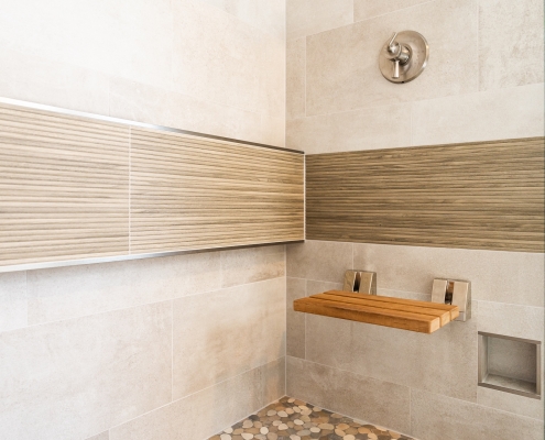 Shower details in a spa-worthy bathroom renovation.