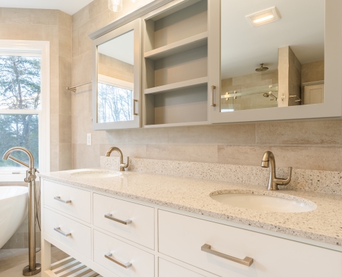 Double vanity in a bathroom remodel in Harrisonburg, VA.