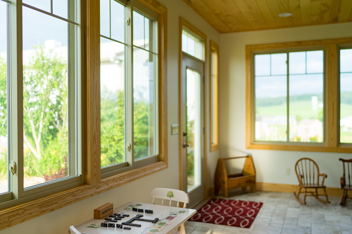 sunroom with countryside views through the windows
